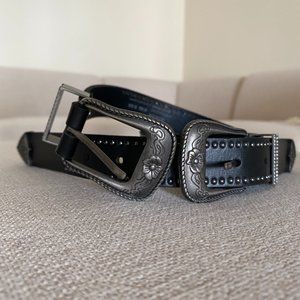 American Eagle Double Buckle Black Belt